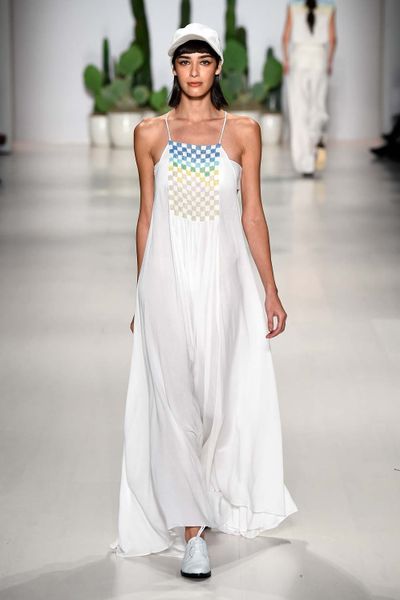 Mara Hoffman Beaded Maxi Trapeze Dress in White | Lyst