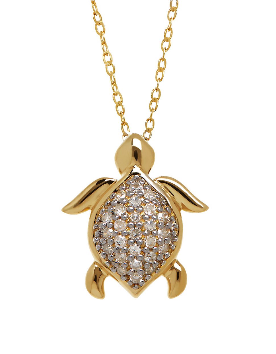 Lord & taylor Diamond And 14k Yellow Gold Turtle Pendant Necklace in ...