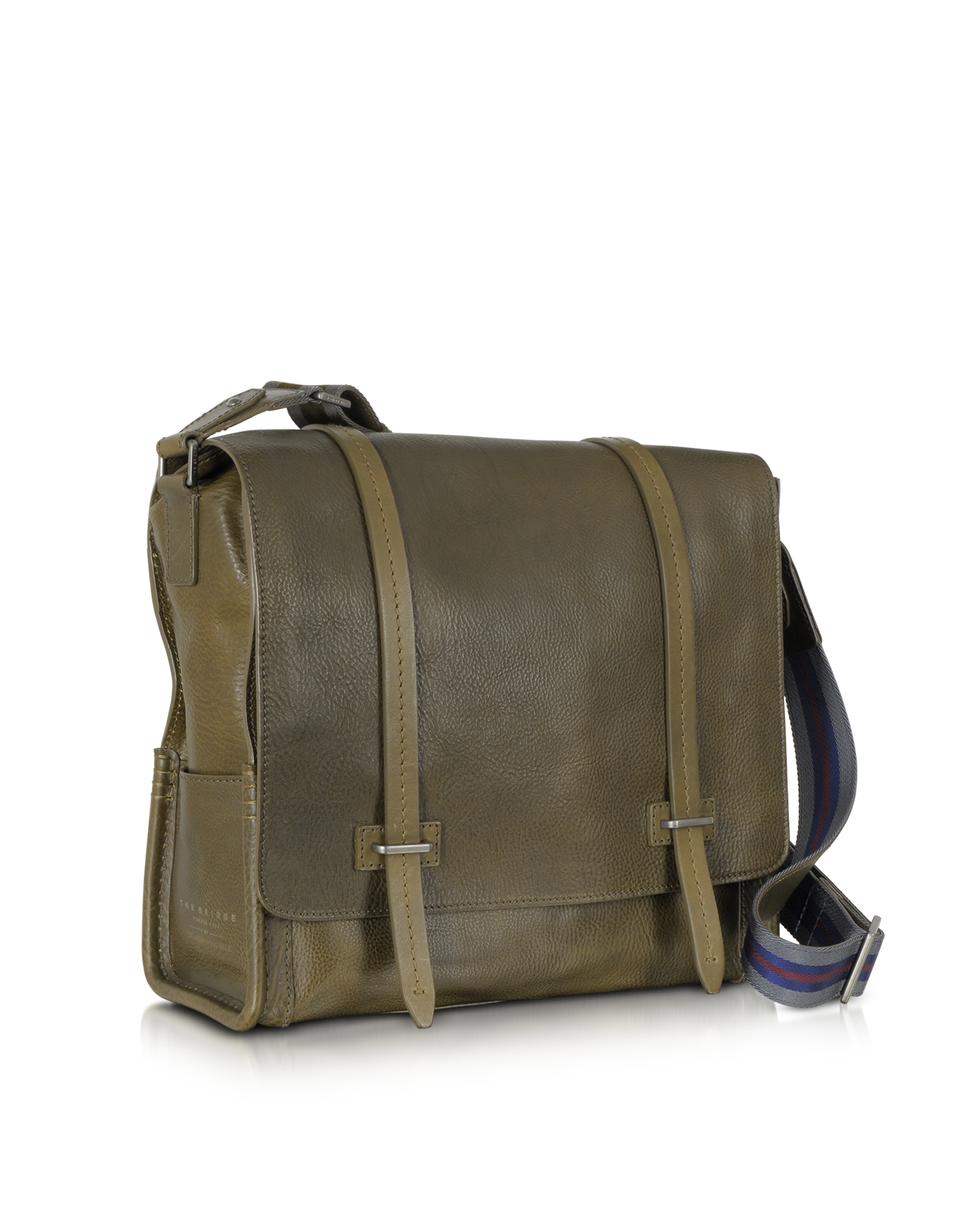 Lyst The Bridge Ascott Large Olive Green Leather Messenger Bag In Gallery