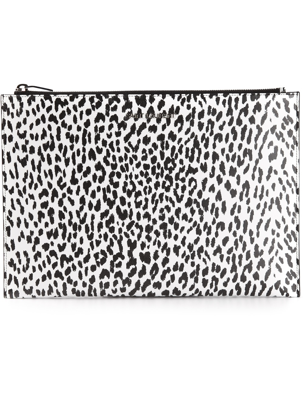 Lyst Laurent Animal Print Clutch In Black lyst laurent animal print clutch in black