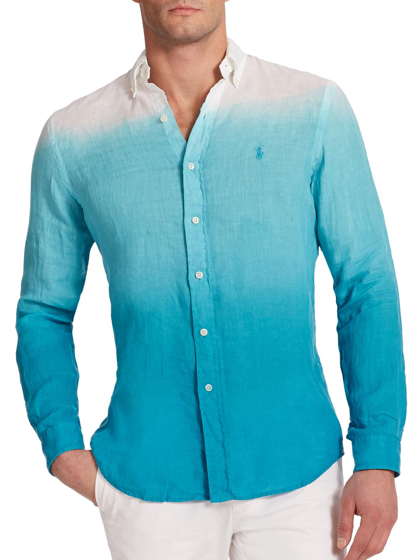 Lyst - Polo Ralph Lauren Dip-Dyed Linen Sportshirt in Blue for Men1354 x 1806