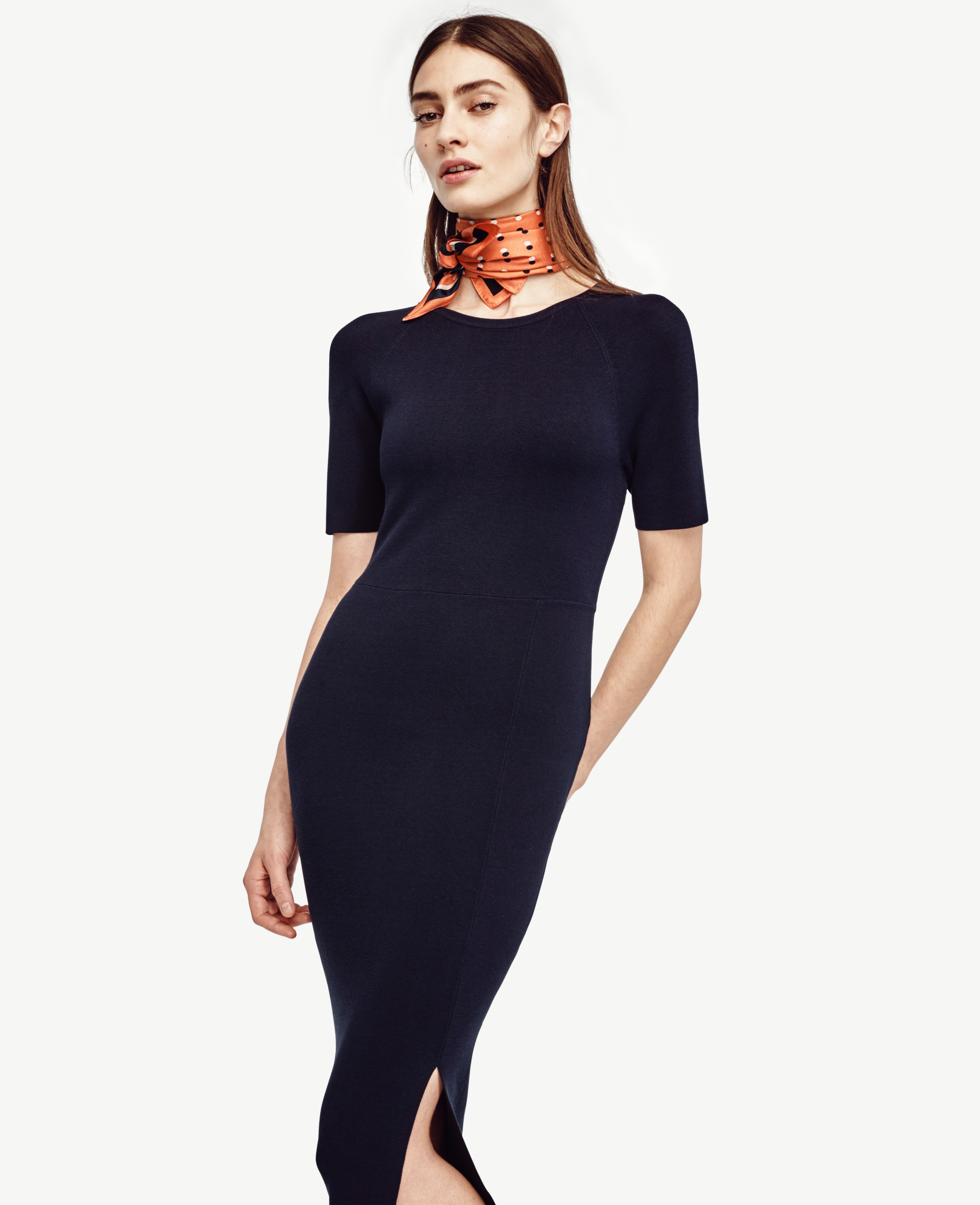Ann taylor Petite Short Sleeve Sweater Dress in Black | Lyst
