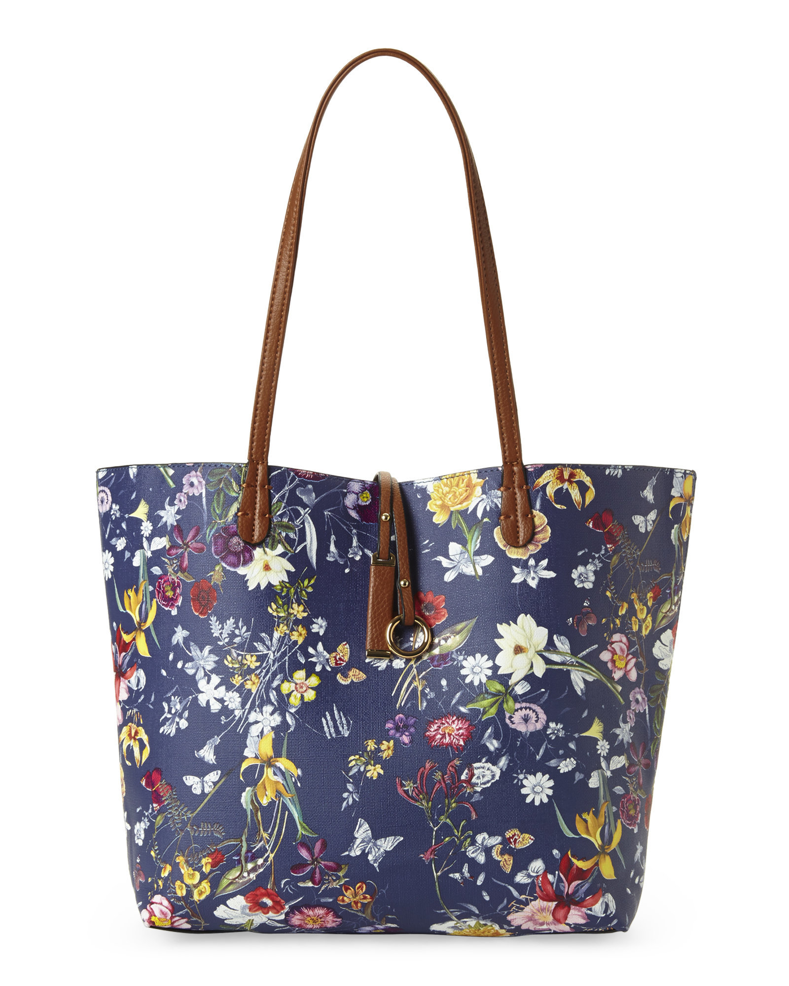 Lyst Imoshion Blue Cognac Reversible Bag In Garden Fl Tote Gallery