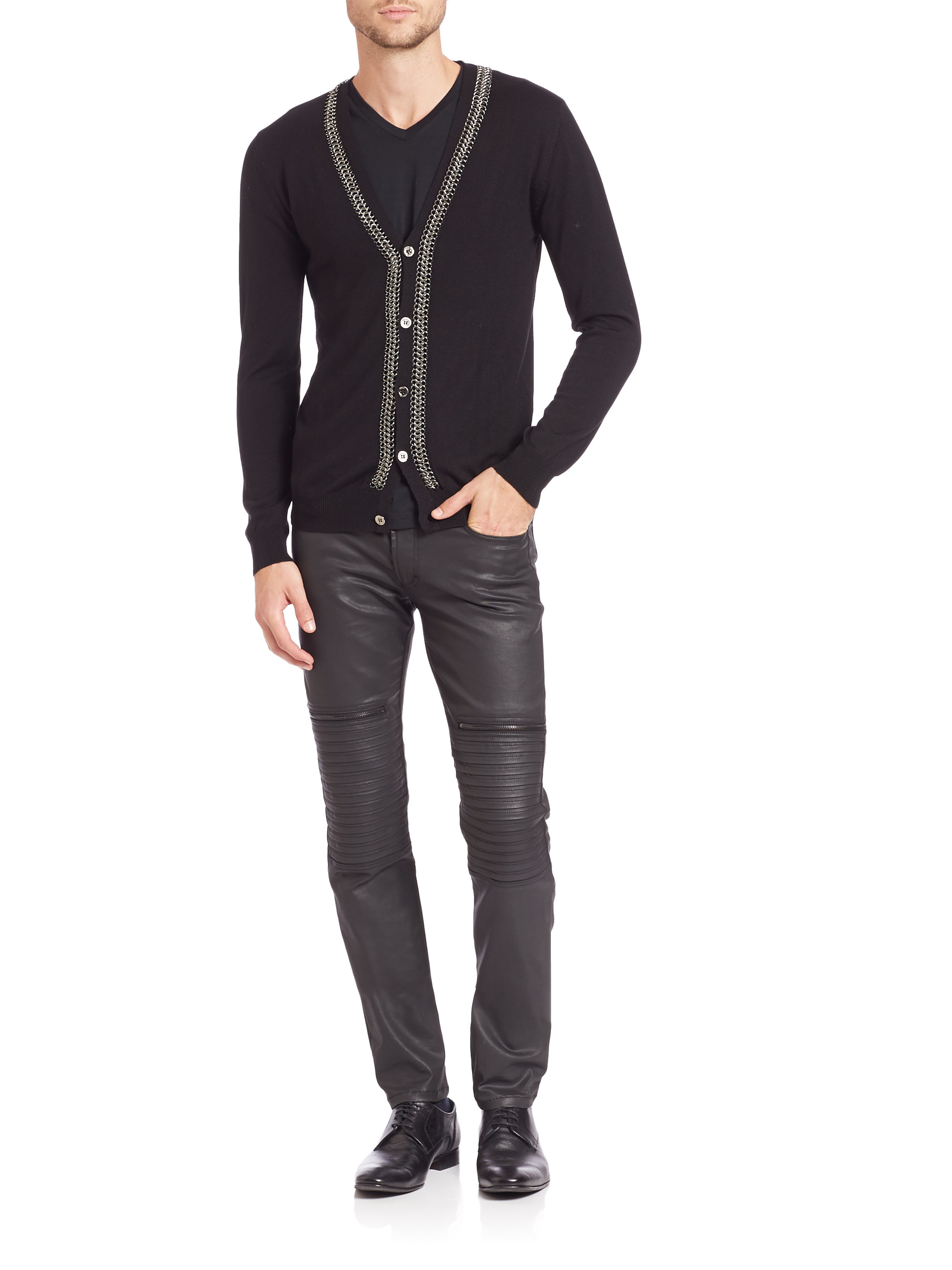  Versace  Chain Cardigan  in Black for Men Lyst