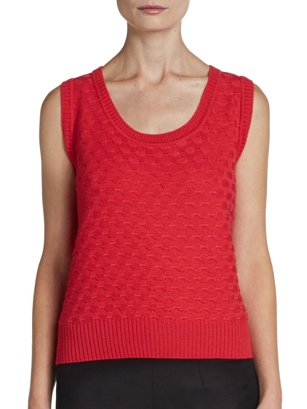 St. john Wool Textured Knit Sleeveless Top in Red Lyst