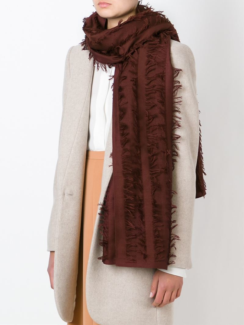 Lyst - Chloé Fringed Scarf in Red