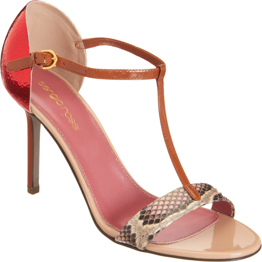 Lyst - Sergio Rossi Python Band Tstrap Sandal in Red