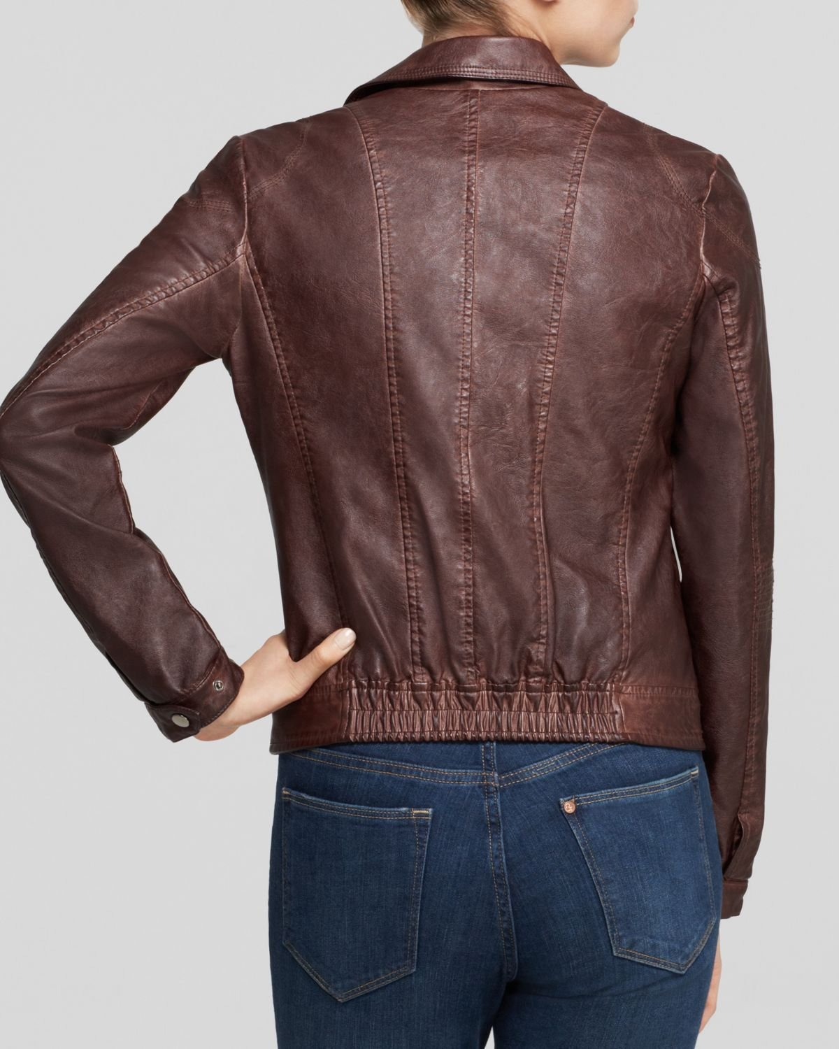 Kut From The Kloth Dean Faux Leather Moto Jacket In Brown Lyst Gallery
