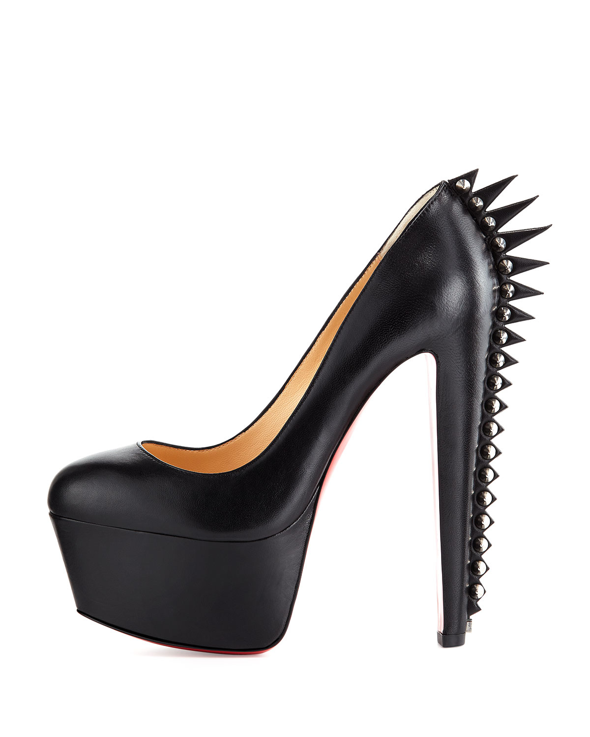 Christian louboutin Electropump Spiked Red Sole Pump in Black | Lyst