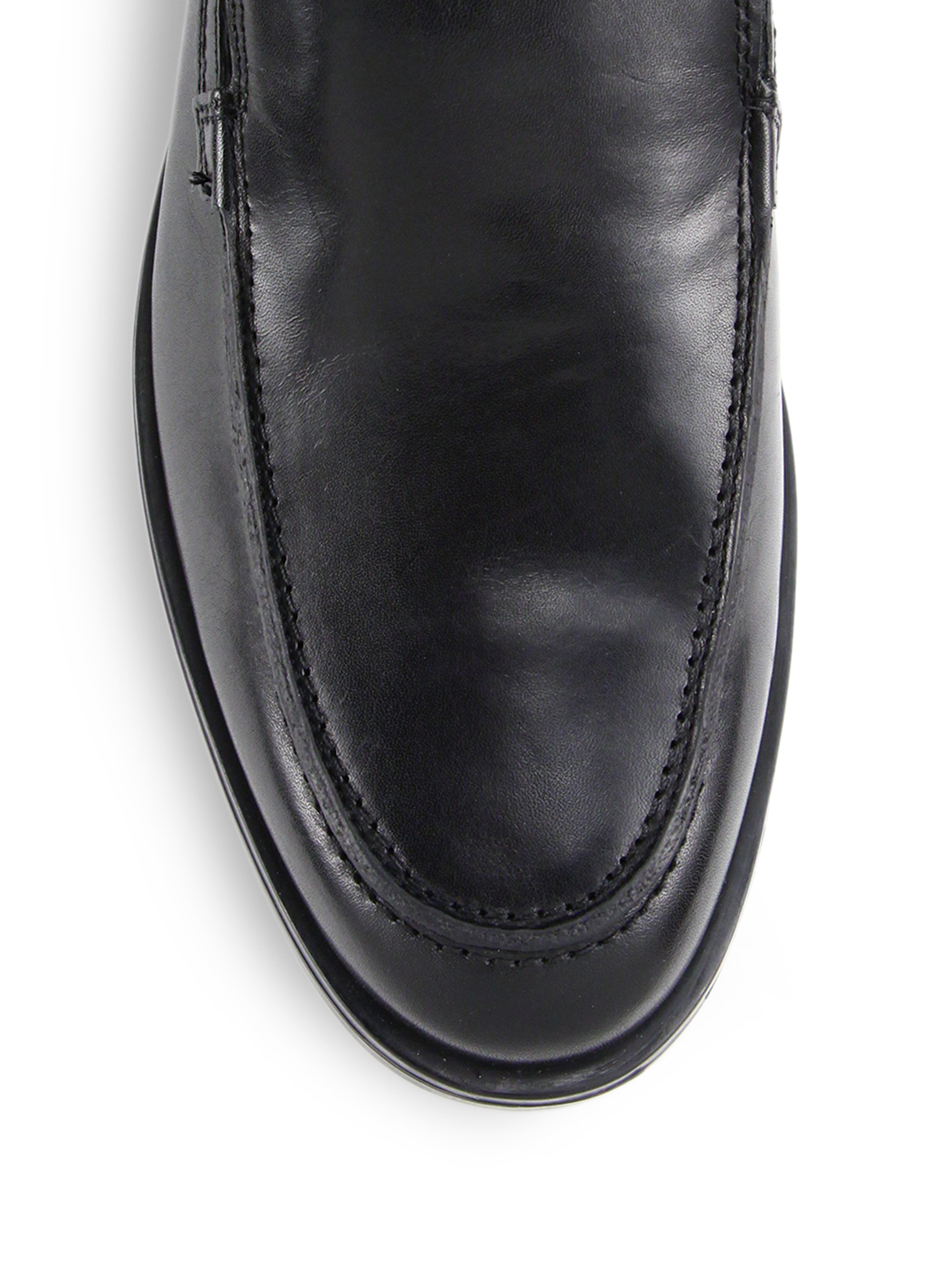 new look black leather loafers