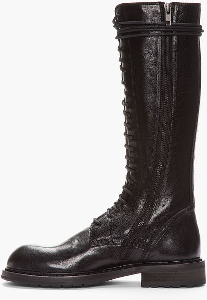 Ann Demeulemeester Tall Black Leather Lace_up Boots in Black for Men | Lyst