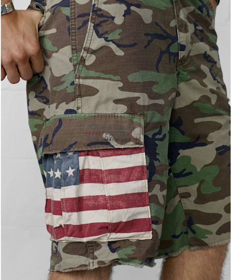 Denim & Supply Ralph Lauren Cut-Off Military Camo Cargo Shorts in Green ...
