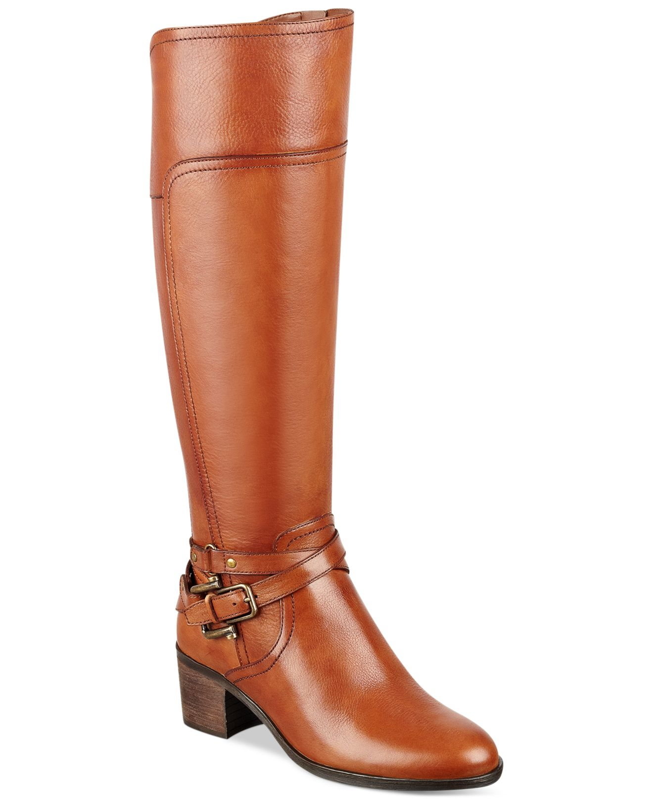 Marc Fisher Denim Kacee Tall Wide Calf Riding Boots in Brown - Lyst