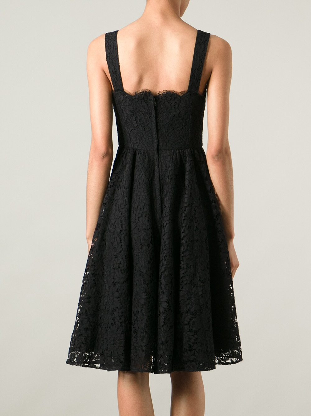 Dolce & Gabbana Floral Lace Flared Dress in Black Lyst