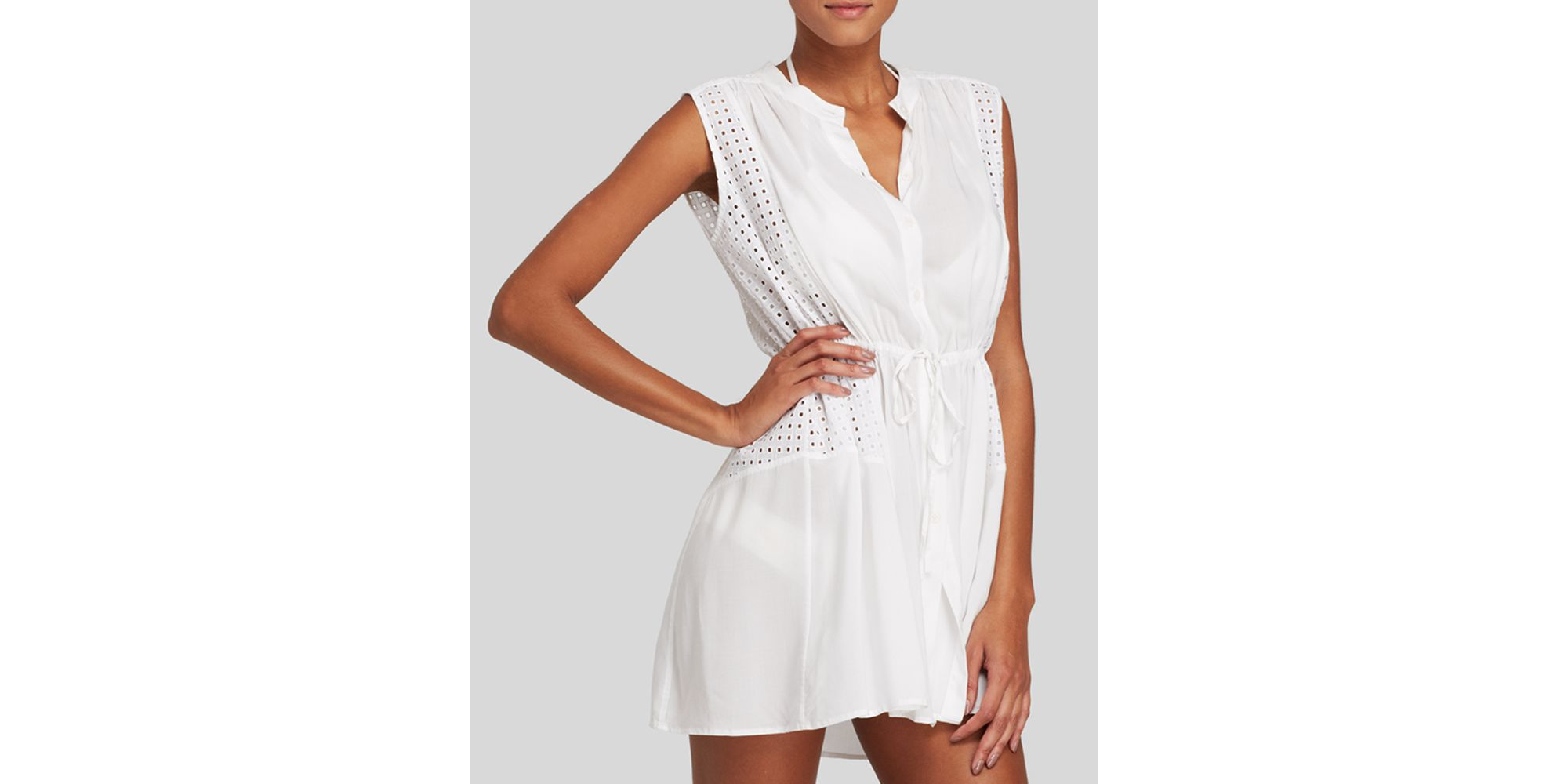 Lyst Shoshanna Window Eyelet Beach  Shirt  Dress  Swim 