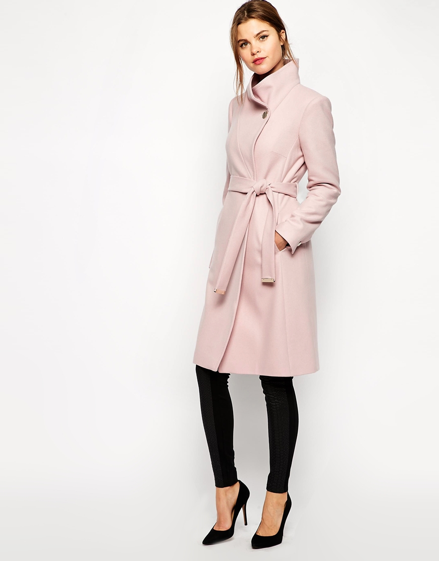 Ted baker Belted Wrap Coat In Pale Pink in Pink | Lyst