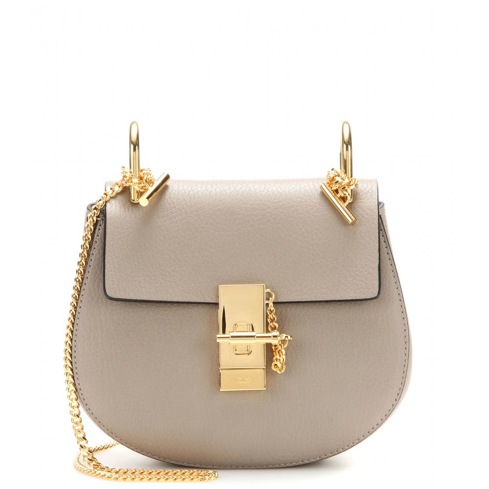 Chlo Drew Mini Leather Shoulder Bag in Gray (motty grey height ...
