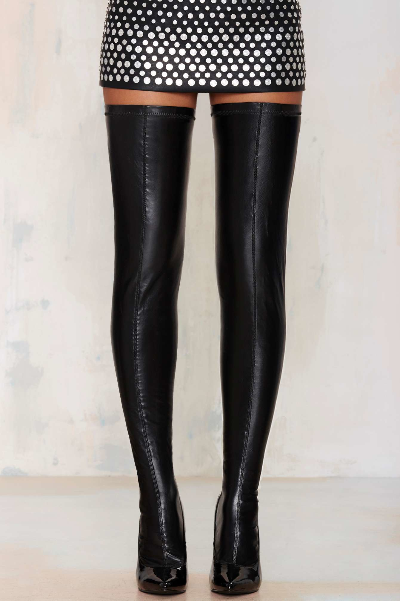 Lyst - Nasty Gal Closer Thigh High Stiletto Boot - Black ...