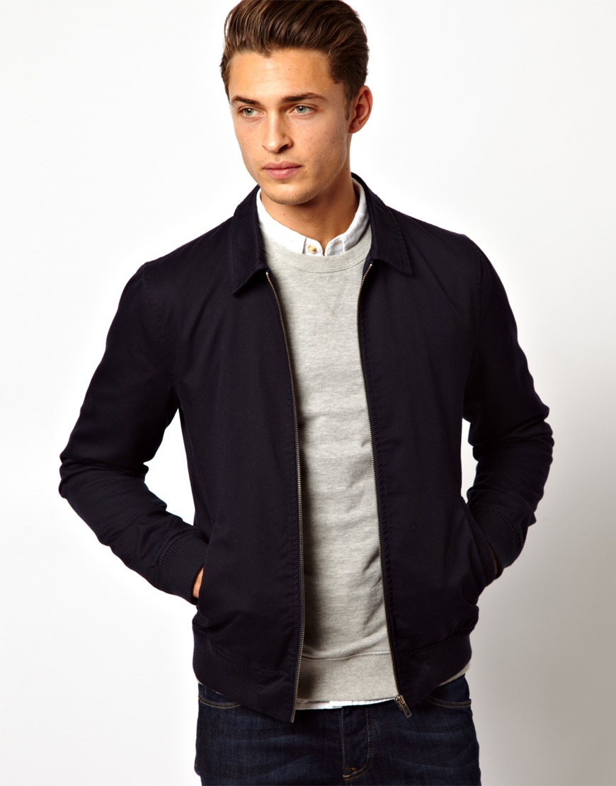 Asos Harrington Jacket in Blue for Men | Lyst