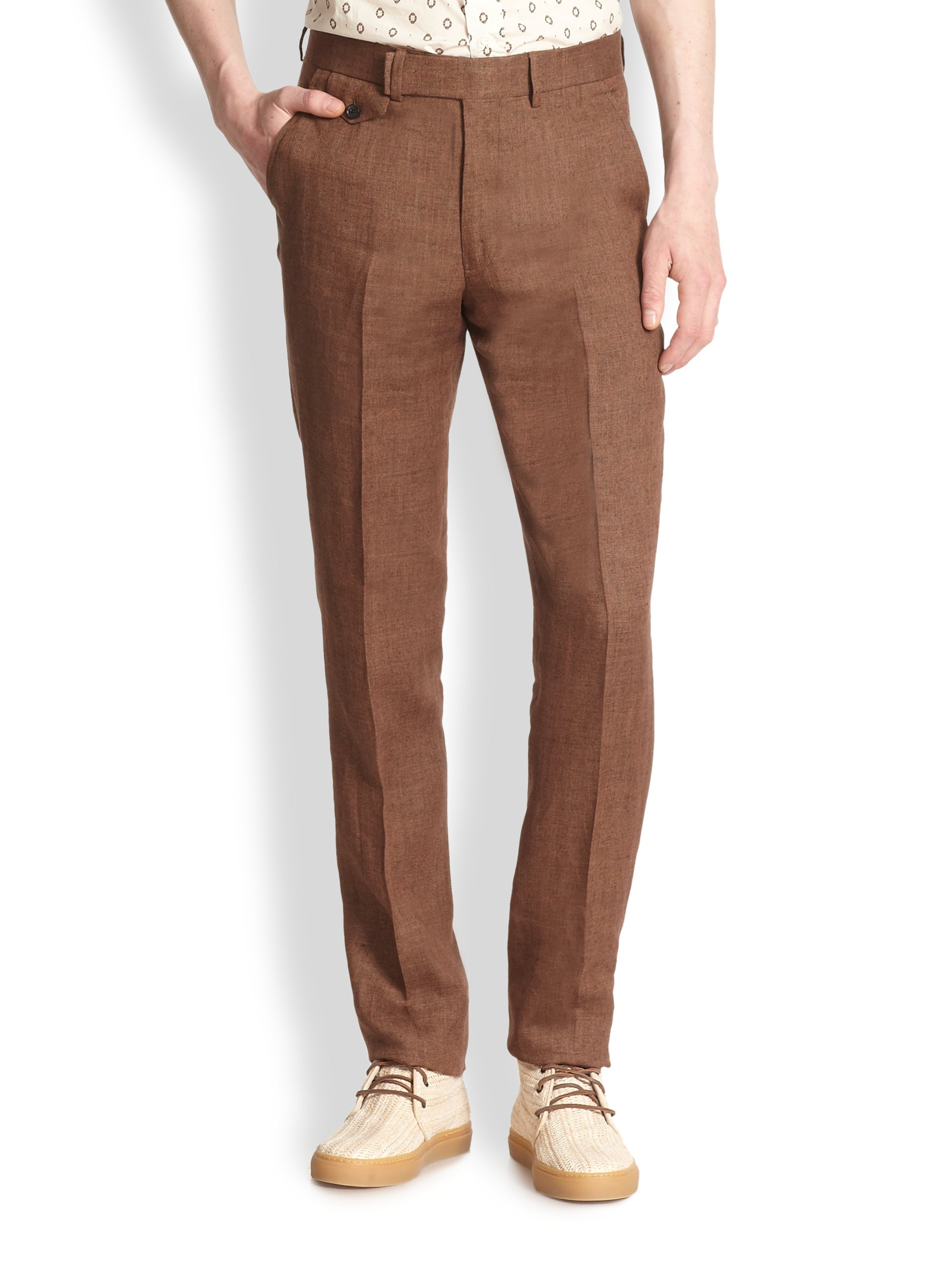 Lyst - Billy Reid Dorsey Linen Pants in Brown for Men