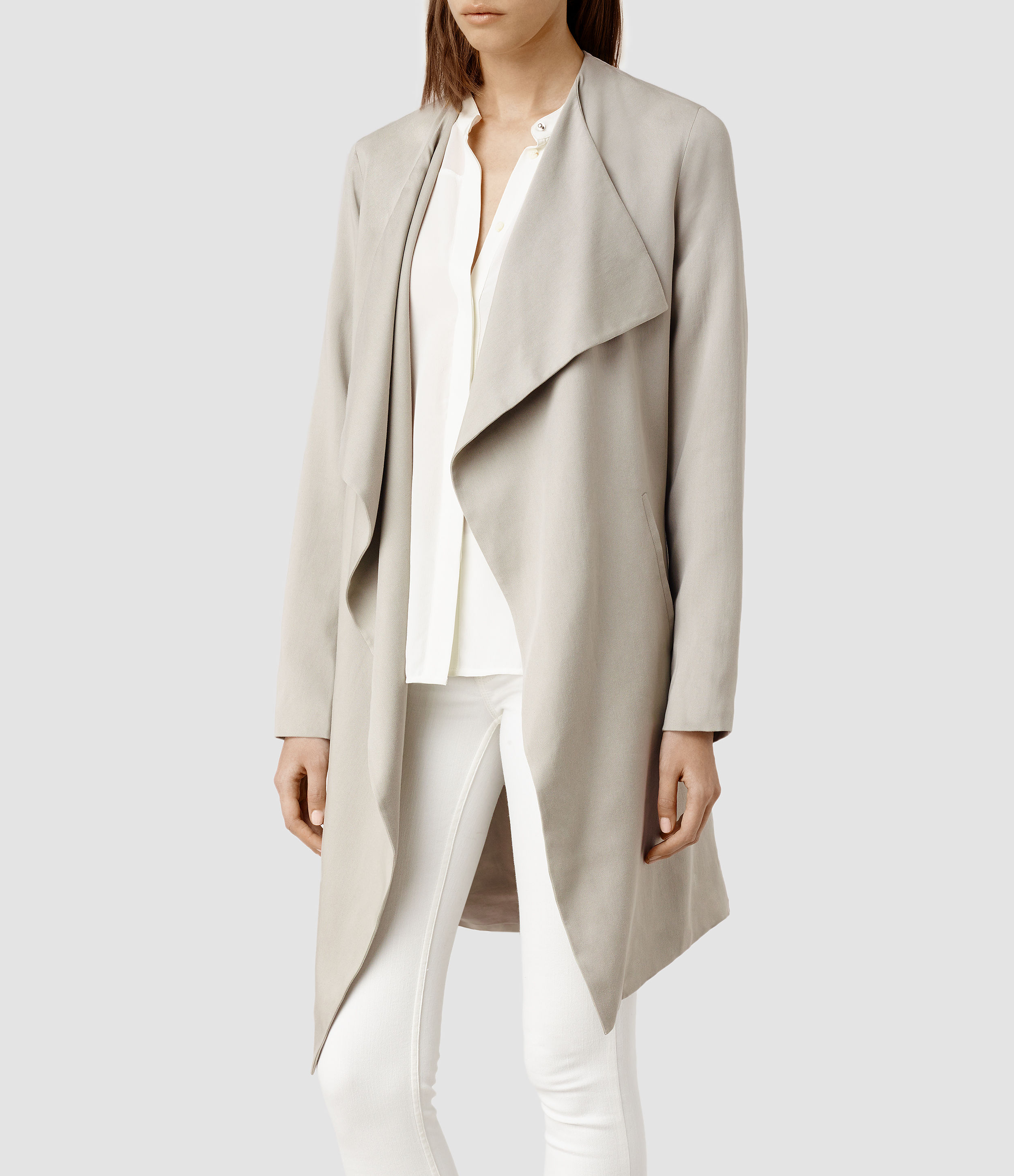 Lyst - AllSaints Hace Trench Coat in Gray