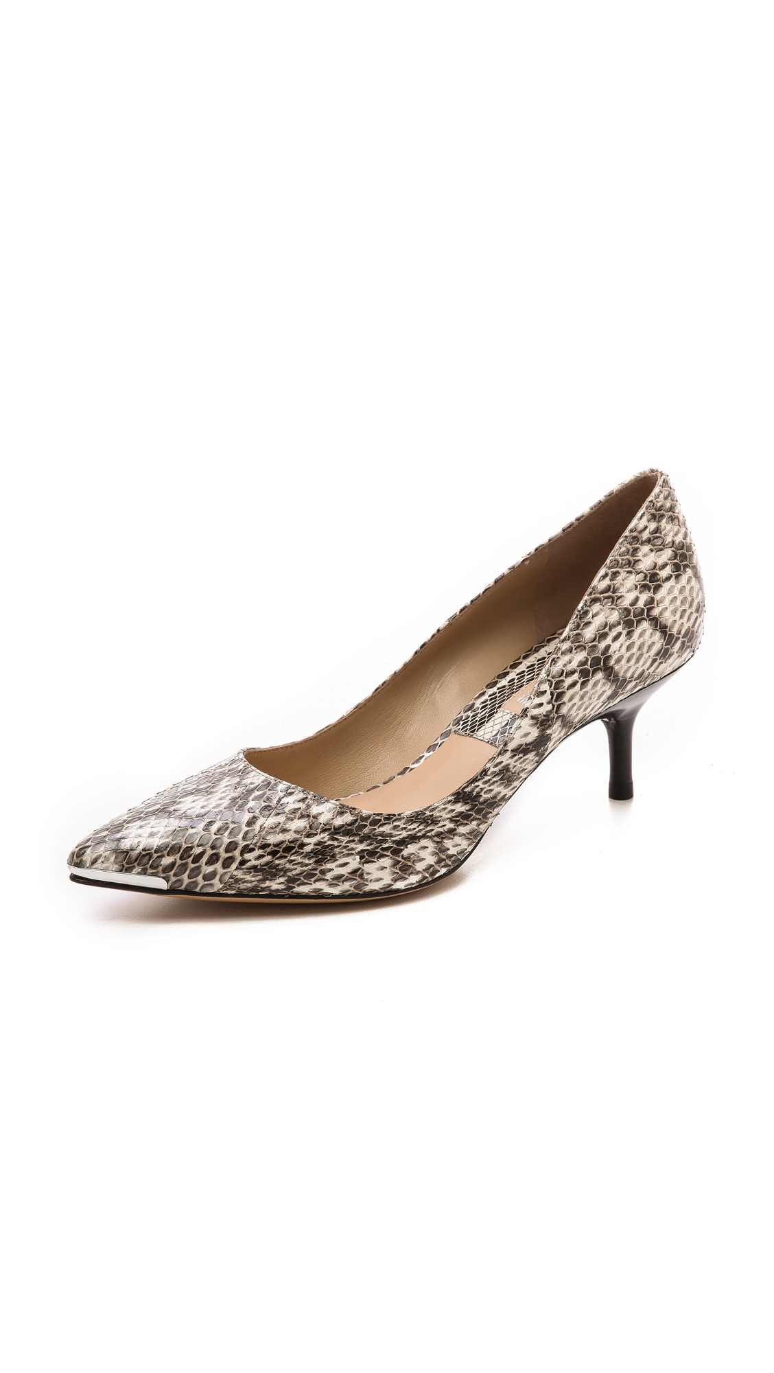 snakeskin booties kitten heel