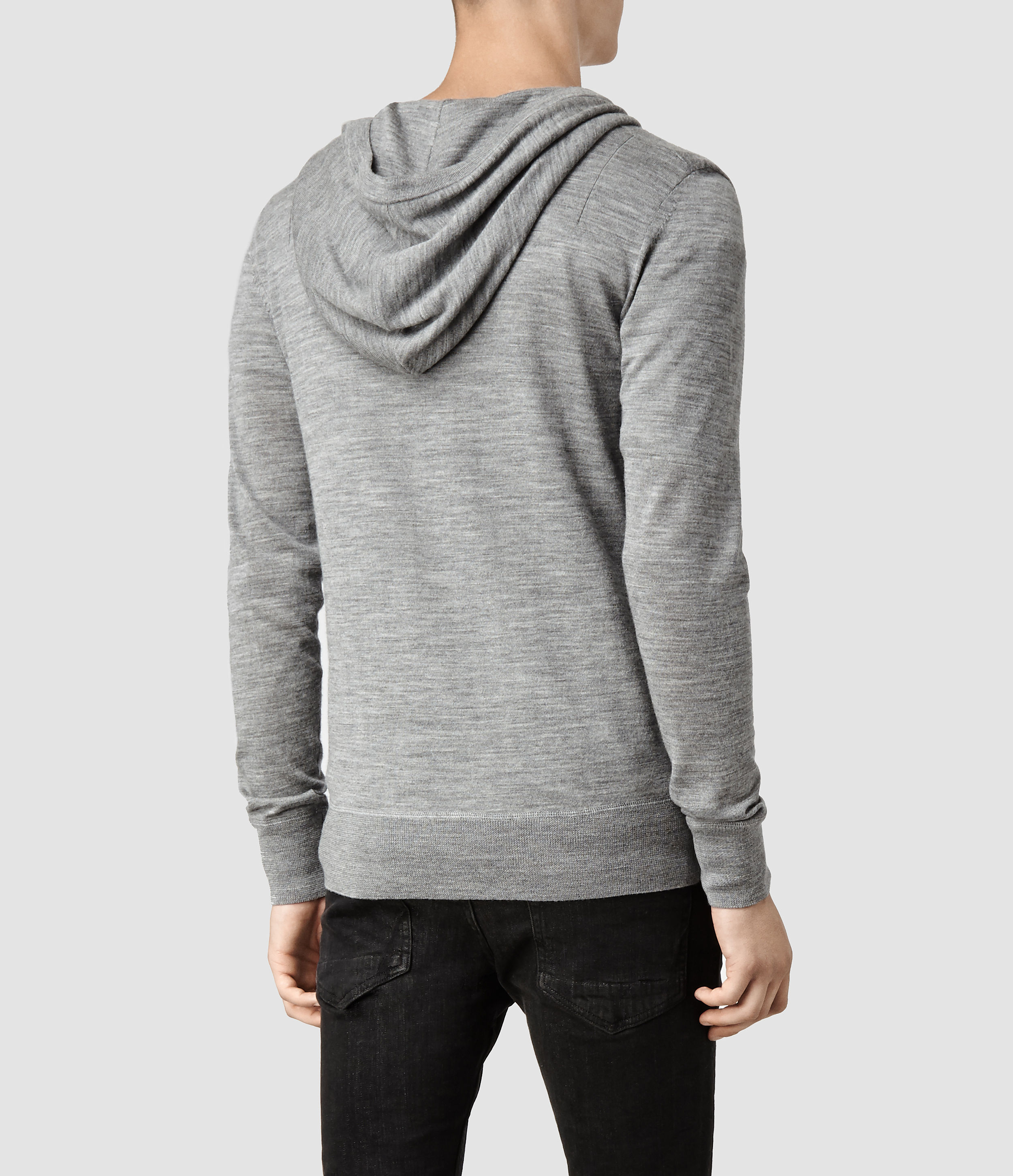 Allsaints Mode Merino Zip Hoody in Gray for Men | Lyst