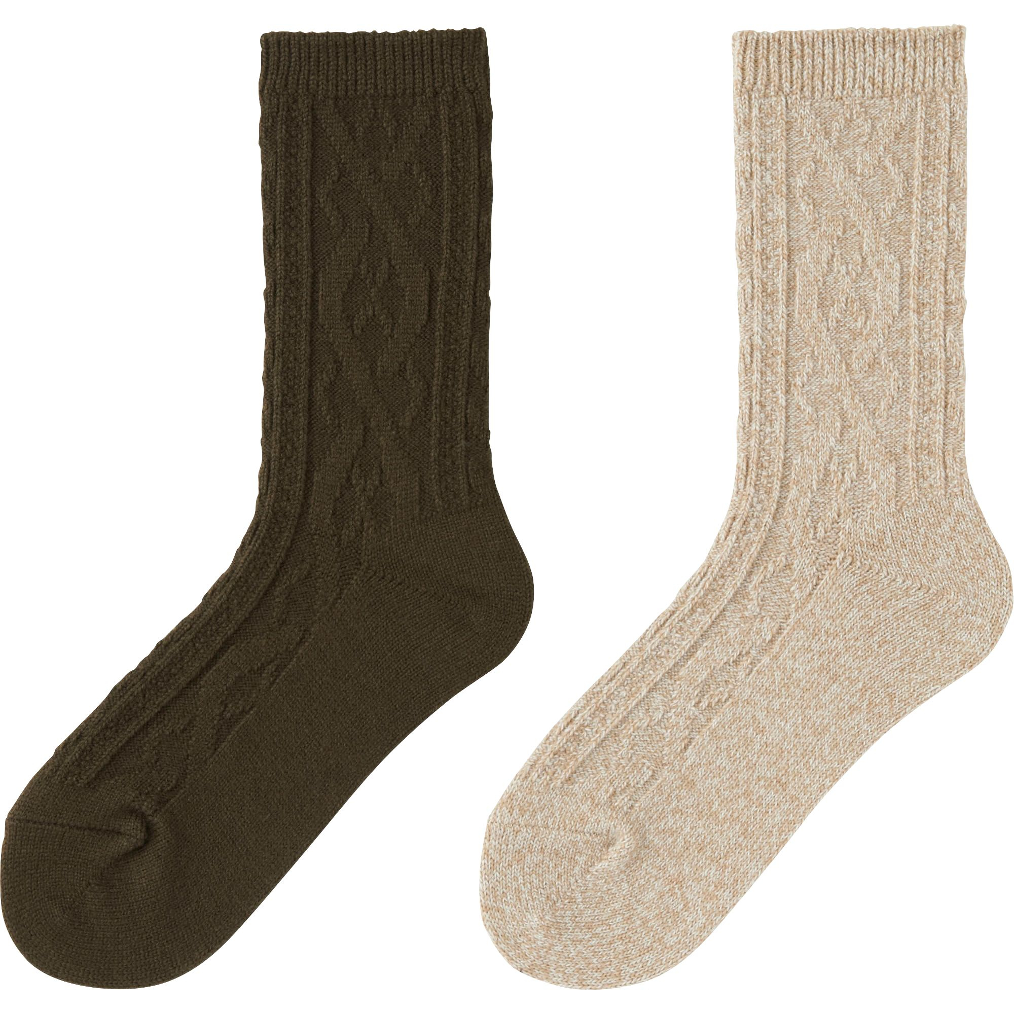 Uniqlo Heattech Socks - 2 Pack (Cable) in Brown (BEIGE) | Lyst