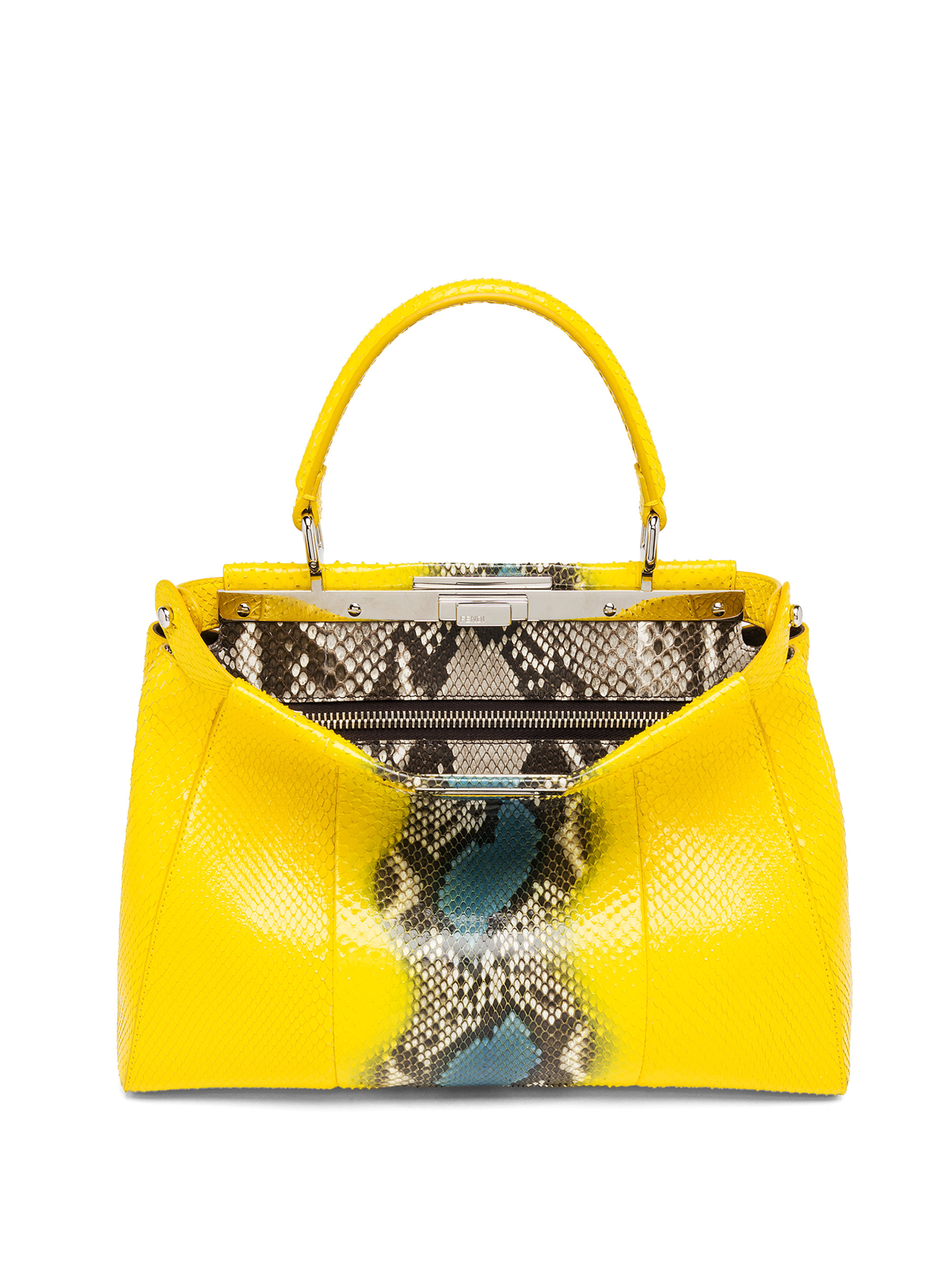 Fendi Peekaboo Multicolor Python Satchel in Yellow (yellow-multi) | Lyst