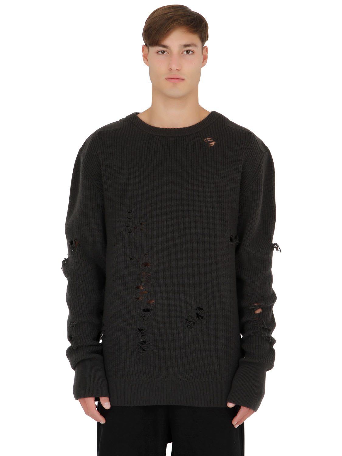 Yeezy Destroyed Wool Sweater in Black for Men | Lyst