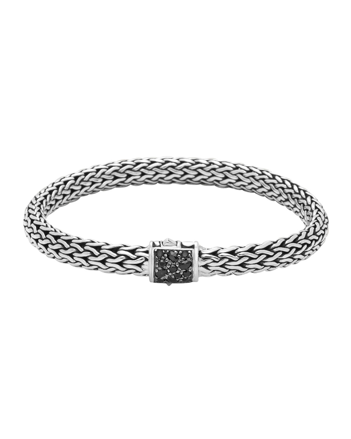 John hardy Men's Classic Chain Silver Lava Medium Bracelet With Black ...