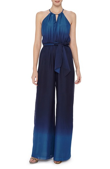 Lyst Tahari Wide Leg Chiffon Jumpsuit In Blue