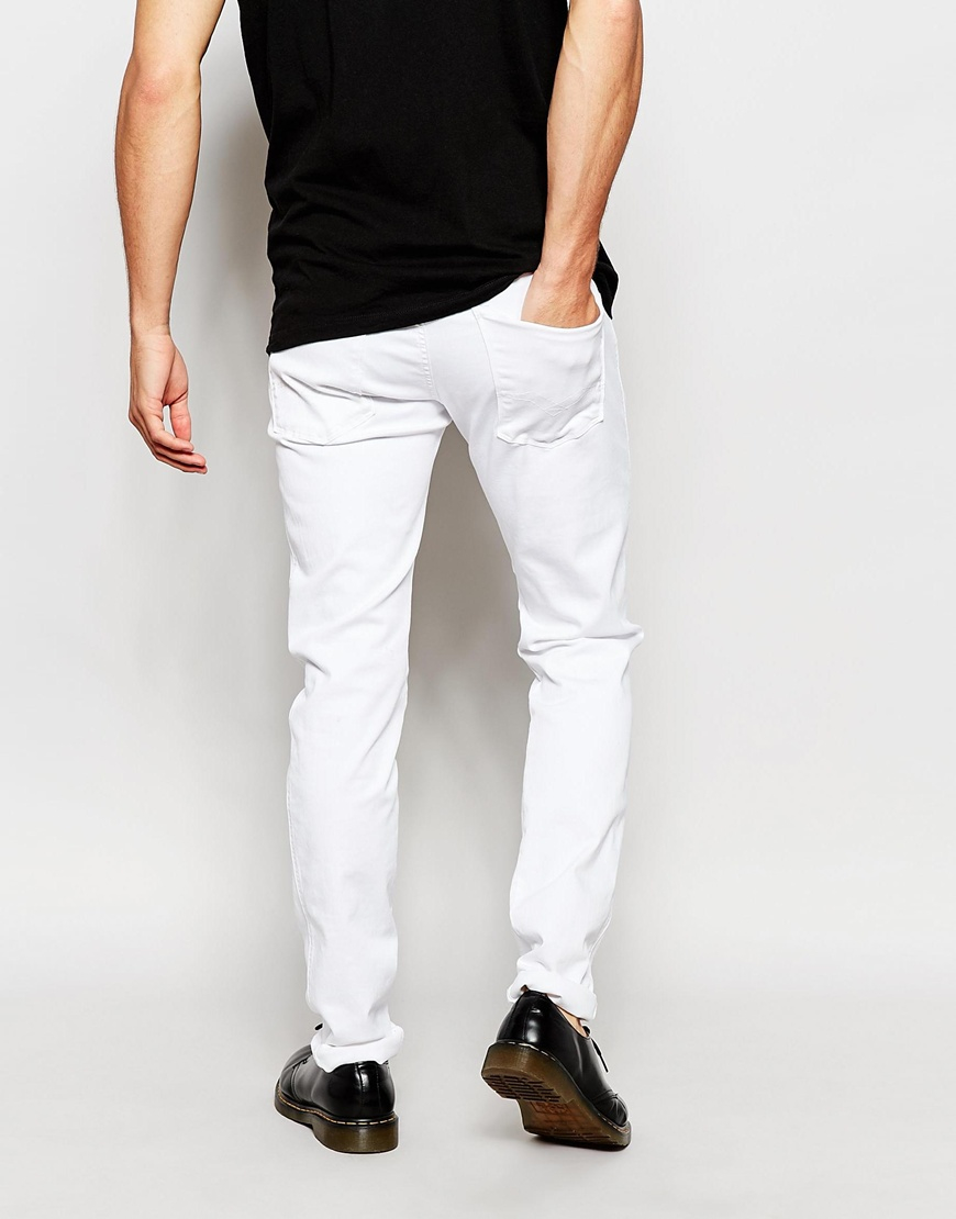 Lyst - Replay Jeans Hyperflex Anbass Slim Fit White Superstretch in ...