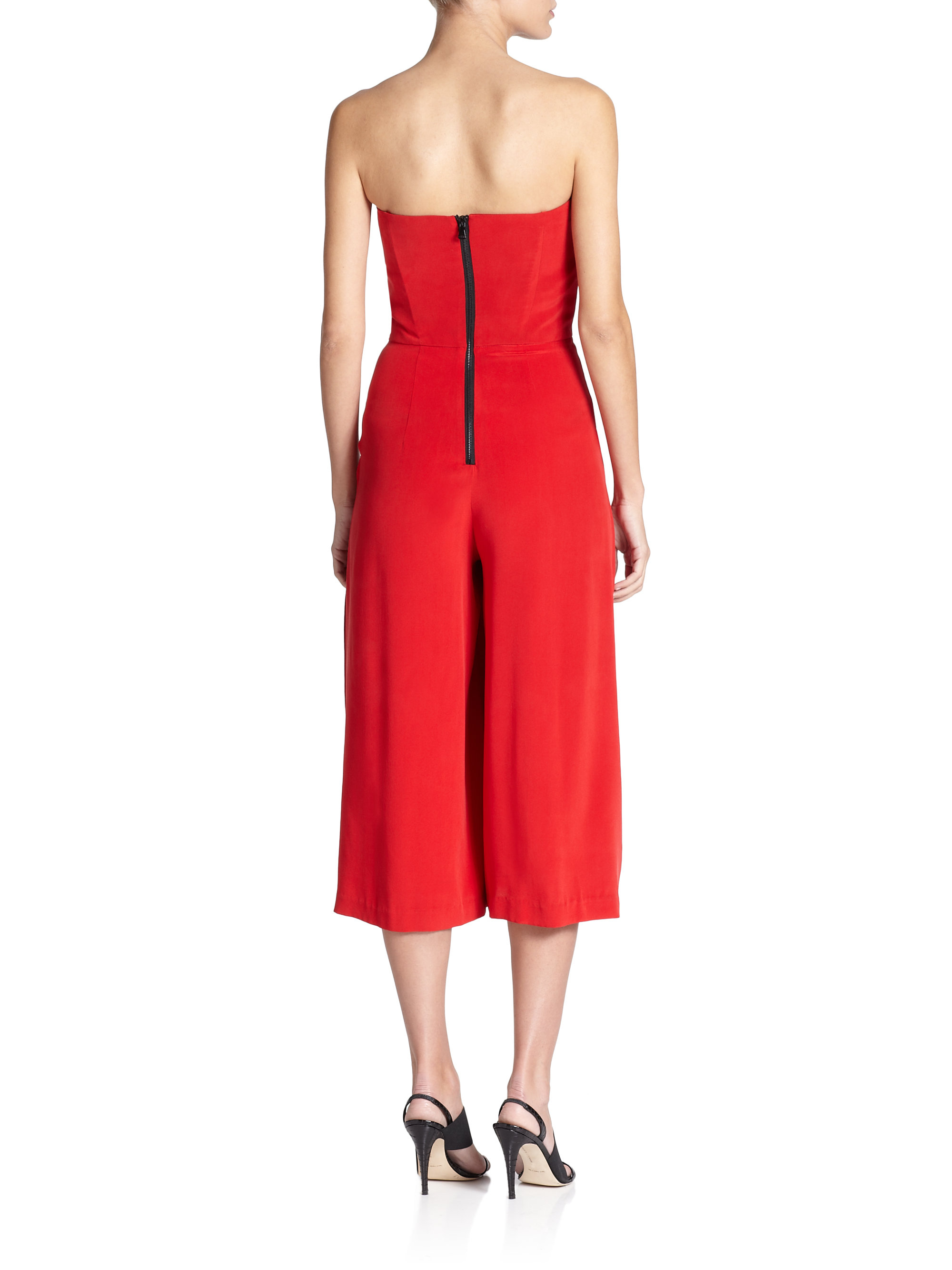 silk strapless romper