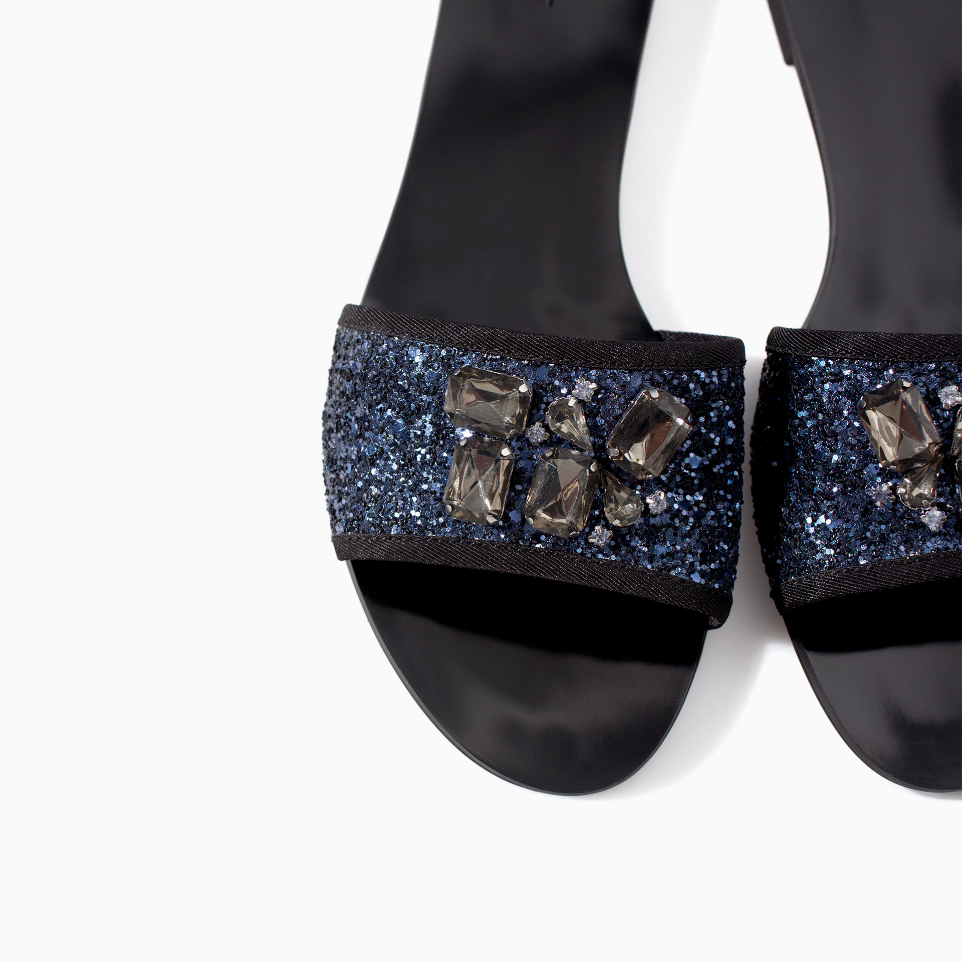  Zara  Jewelled Sandals  in Blue Navy blue Lyst