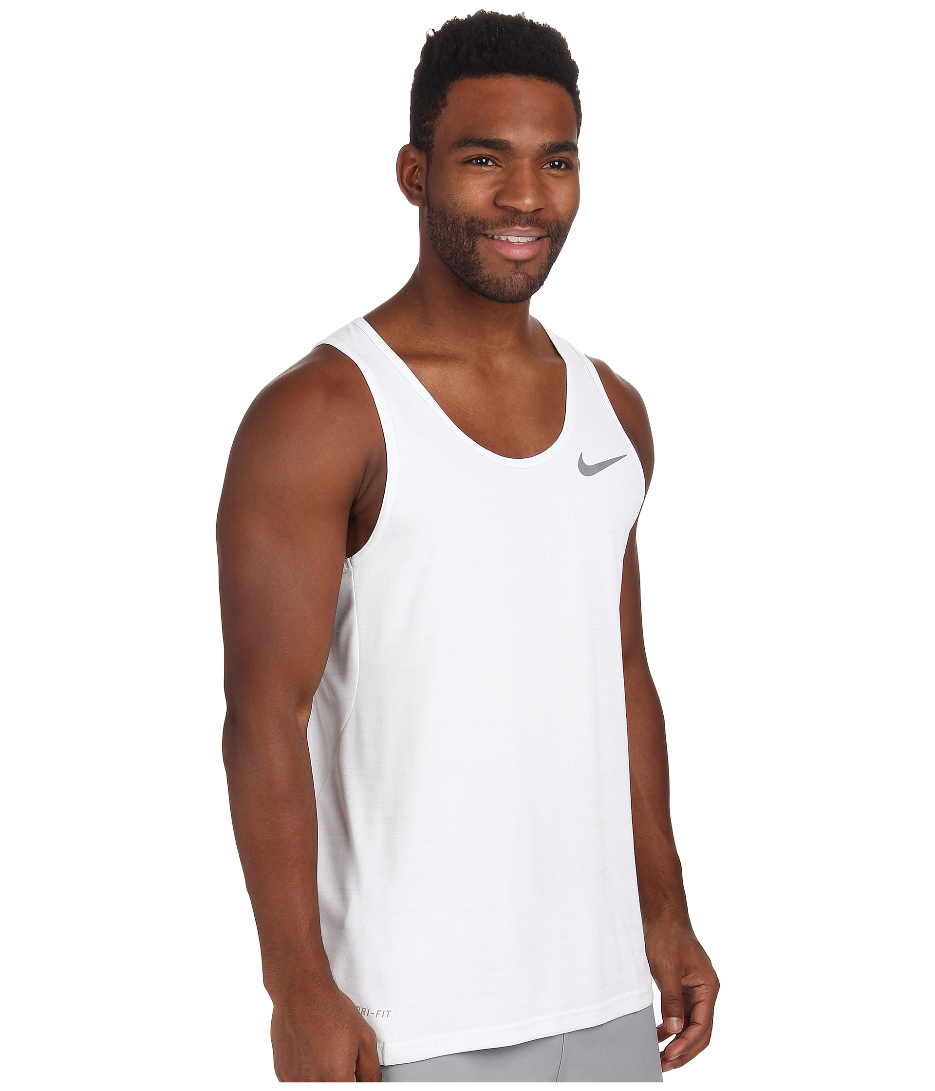 Nike Dri-fit Touch Tank in White for Men (White/Pure Platinum/Heather ...