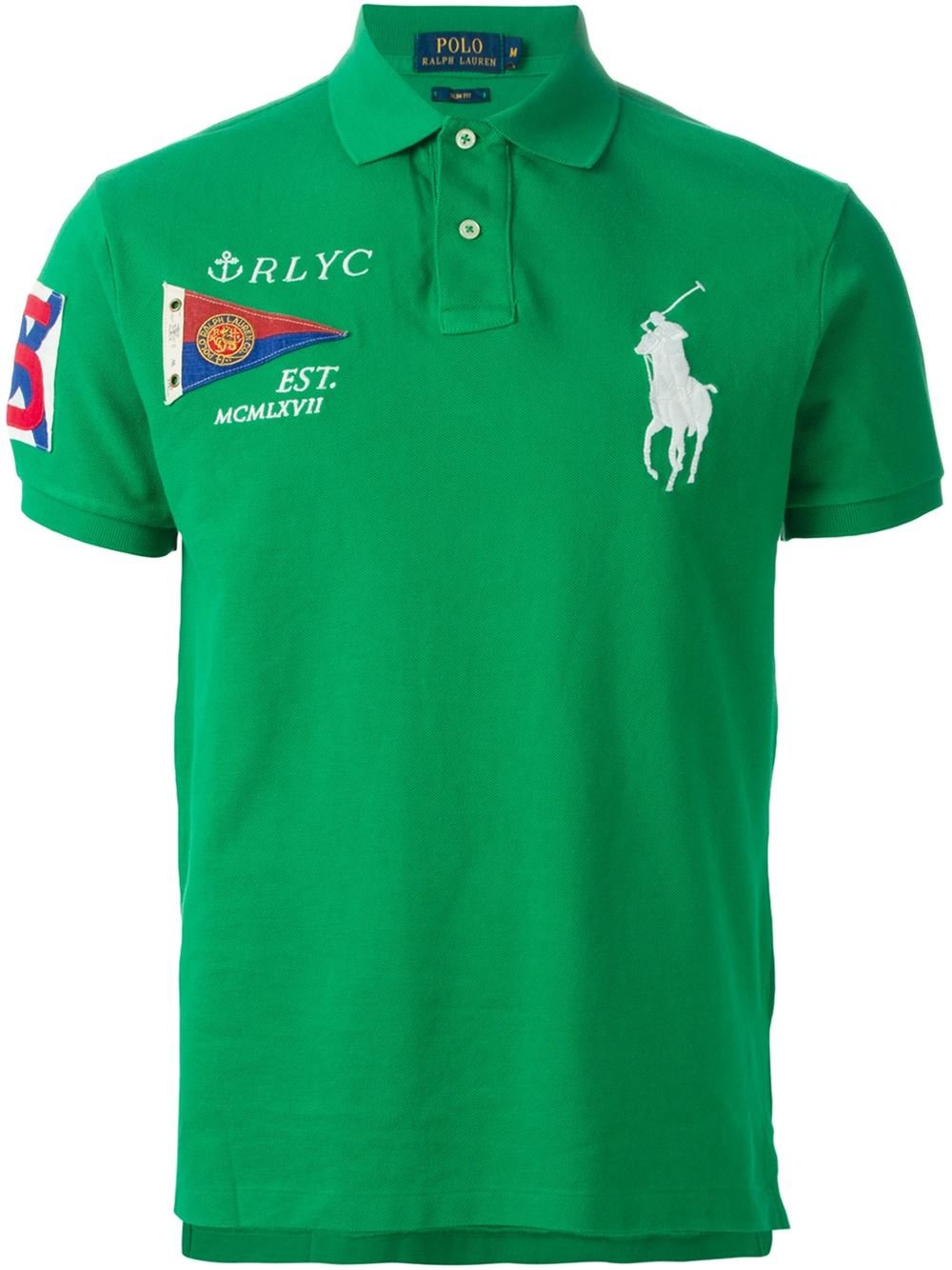 Polo ralph lauren Embroidered Polo Shirt in Green for Men | Lyst