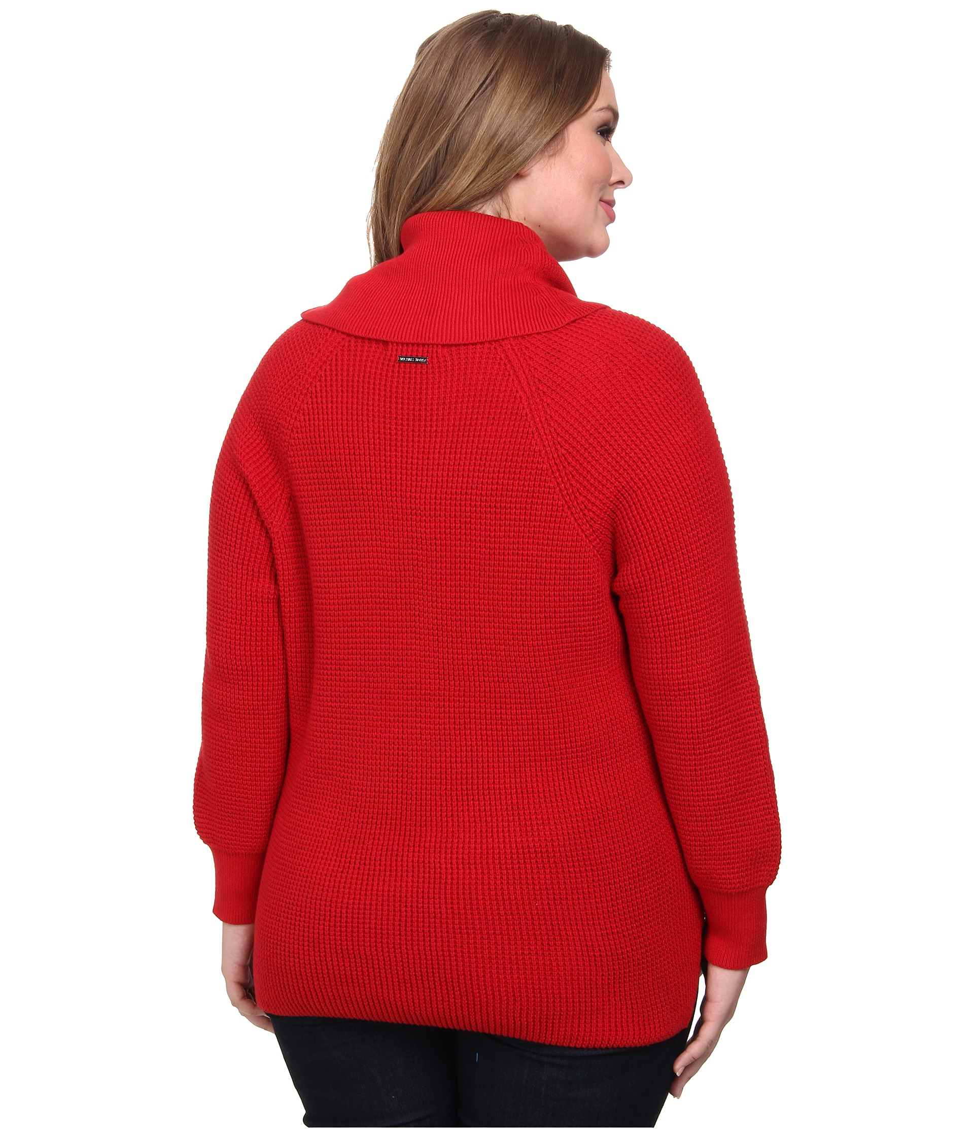 Michael Michael Kors Plus Size Thermal Cowl Neck Sweater In Red Red