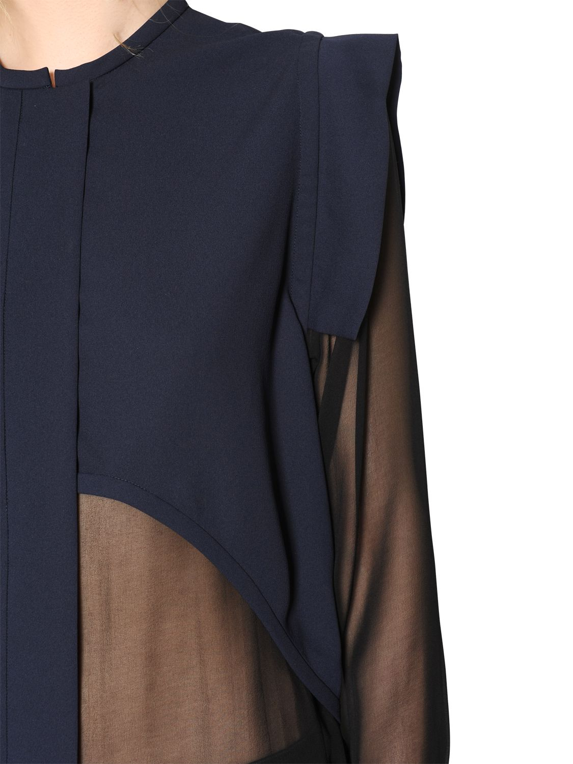 Lyst - Iro Silk Crepe Shirt with Sheer Details in Blue