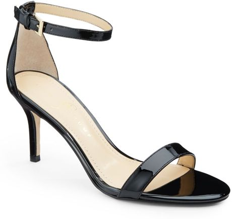 Ivanka Trump Vilma Patent Leather Ankle Strap Sandals in Black | Lyst