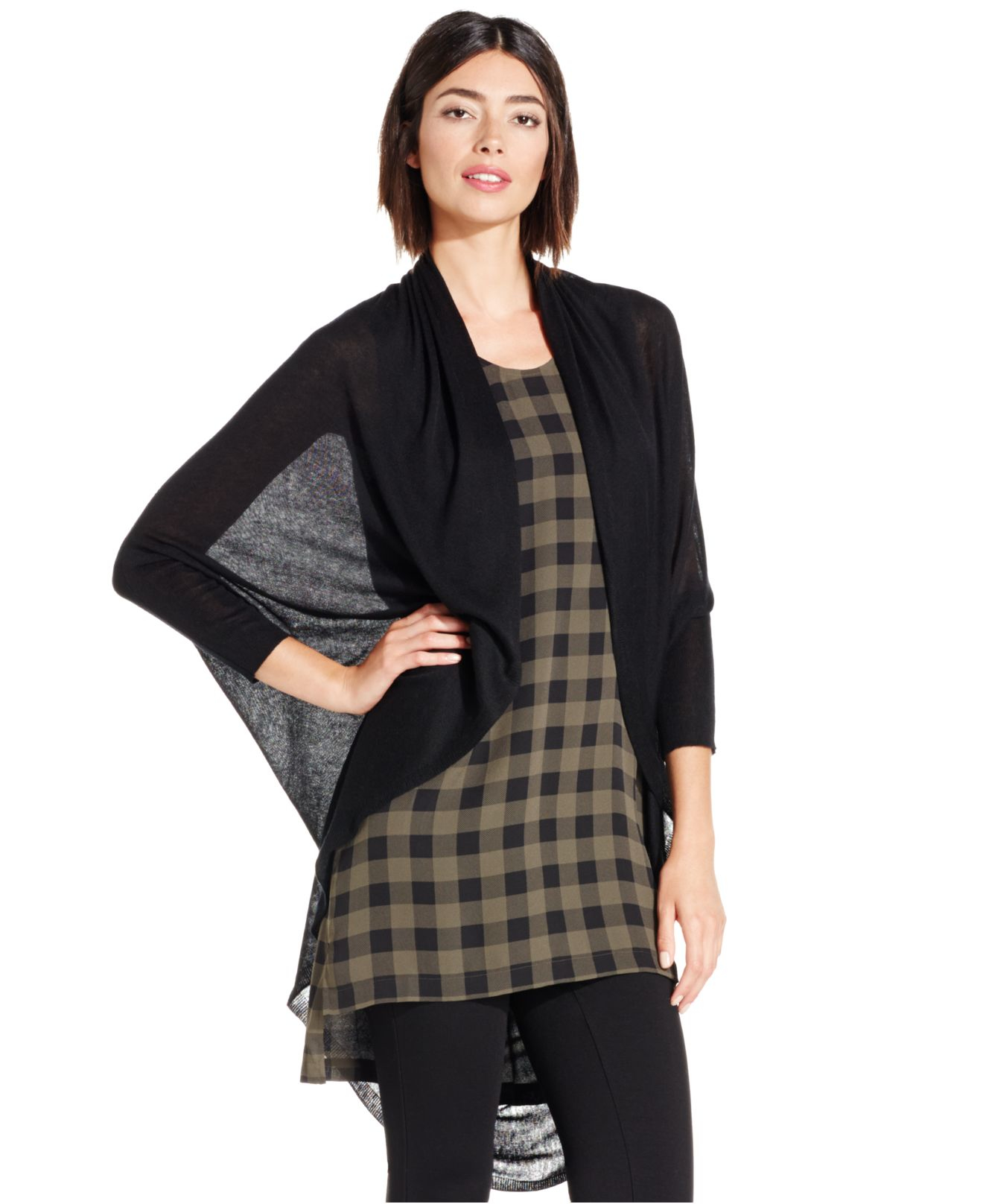 Lyst - Eileen Fisher Buffalo-plaid Sleeveless Tunic in Gray