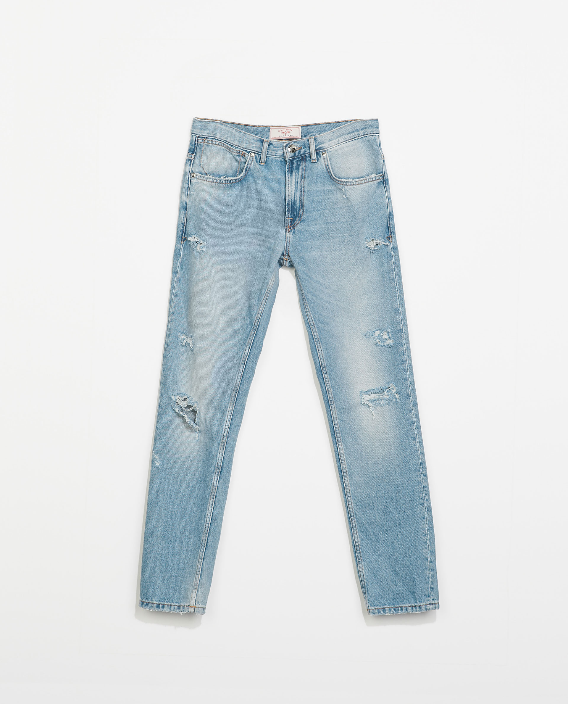 Zara Ripped Jeans in Blue for Men (Mid-blue) | Lyst