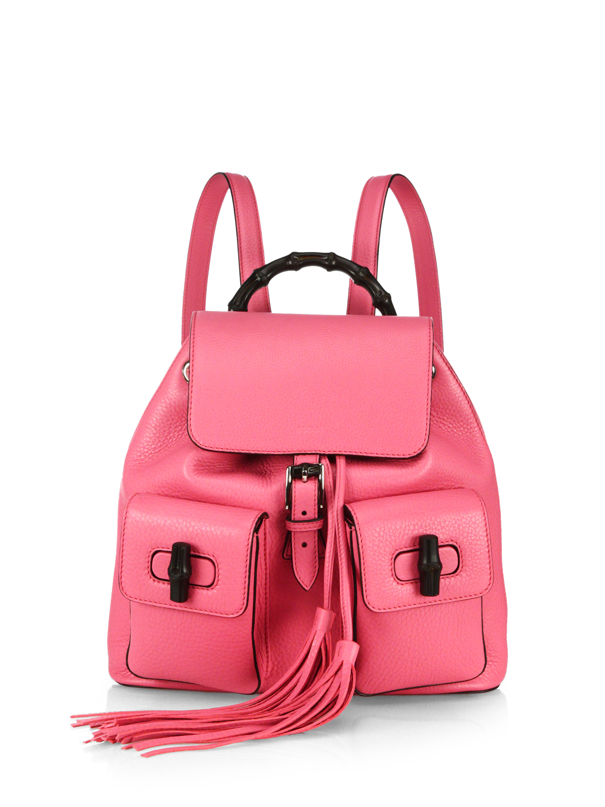 Lyst - Gucci Bamboo Sac Leather Backpack in Pink for Men
