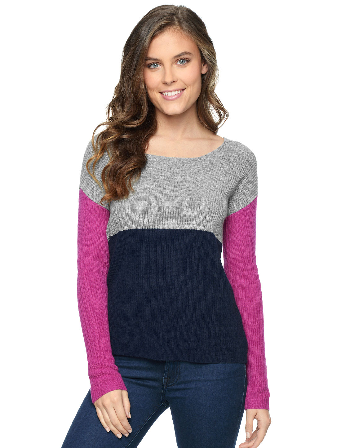 Splendid Cashmere Color Block Pullover in Gray | Lyst