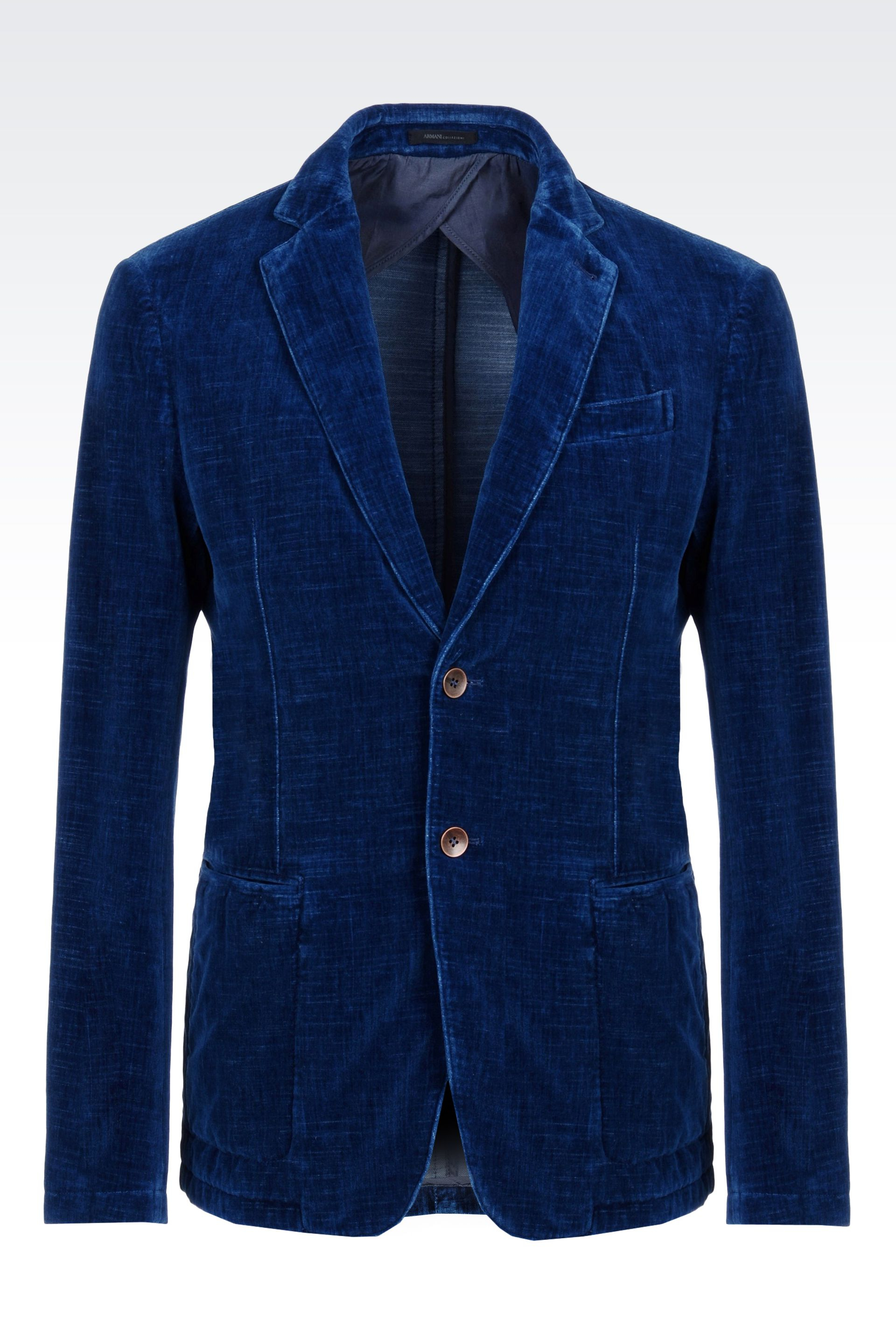 Lyst - Armani Slim Fit Velvet Jacket in Blue for Men