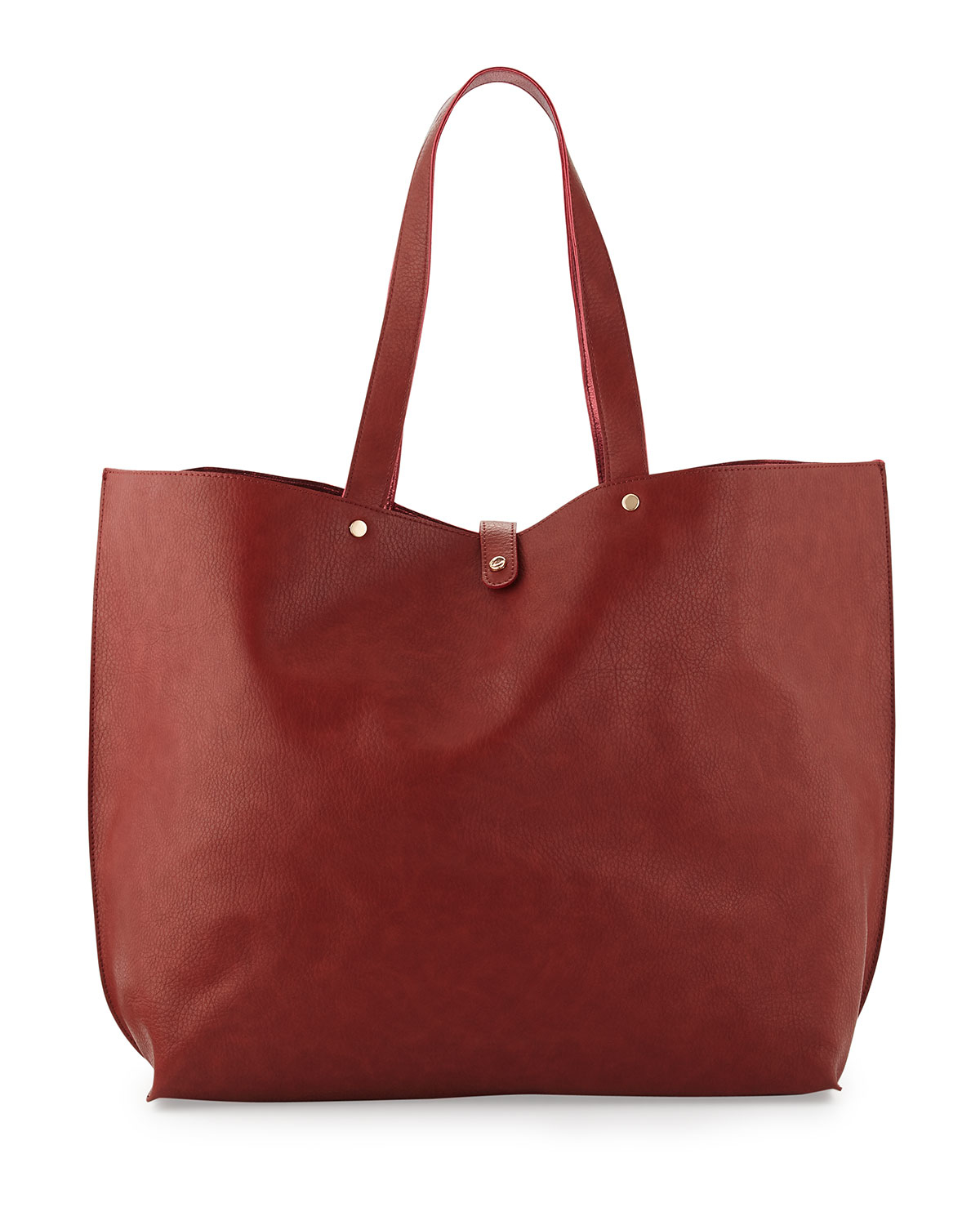 Neiman Marcus Large Pebbled Faux-leather Tote Bag in Red - Lyst