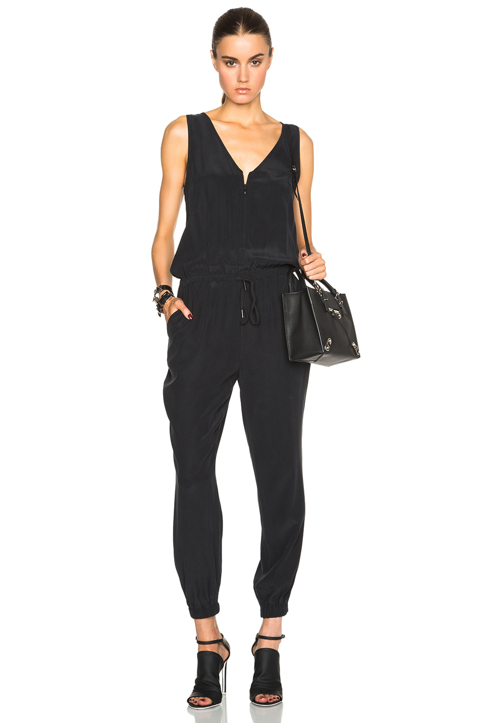 black zip jumpsuit