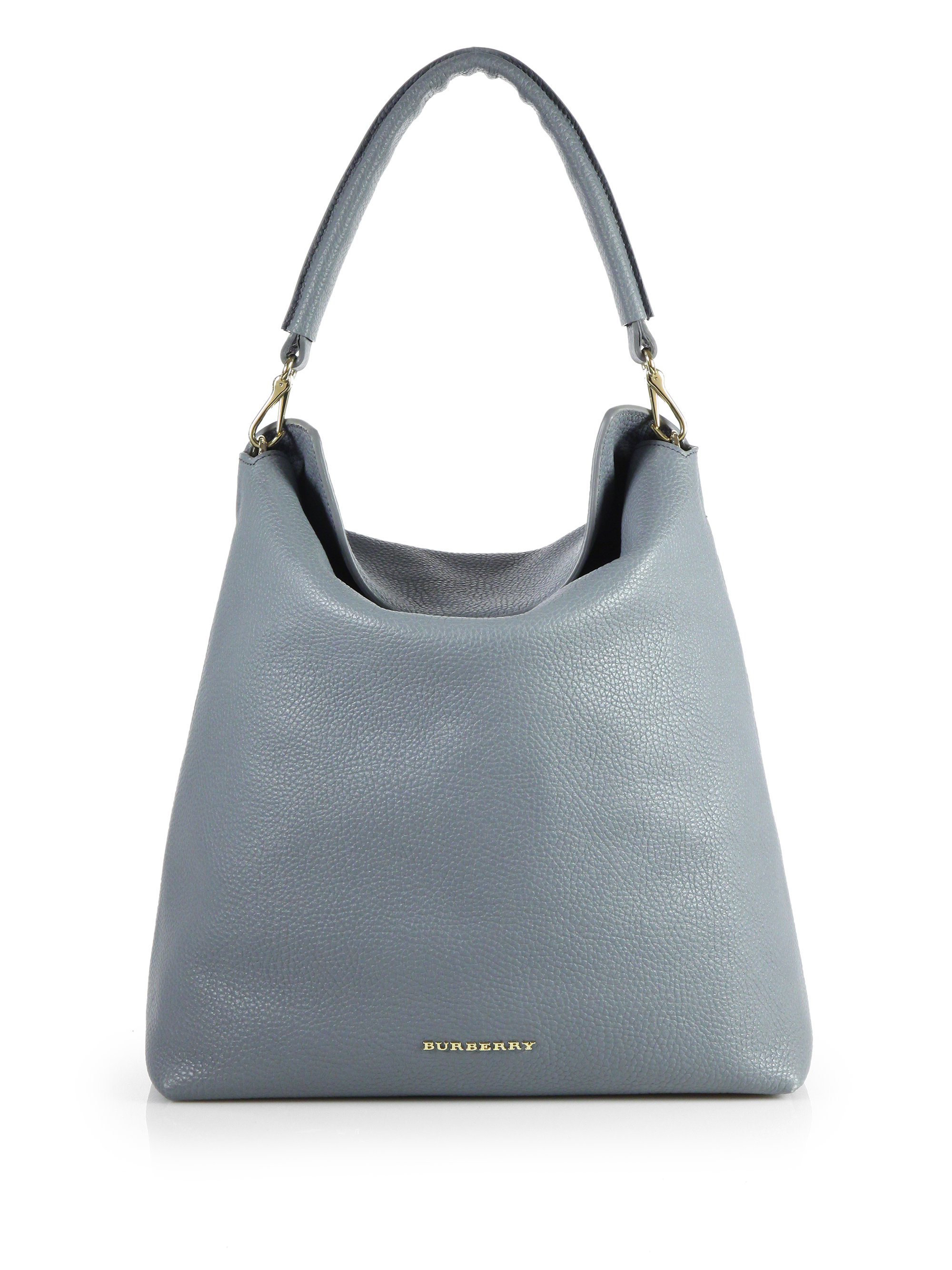 Lyst - Burberry Pebble Leather Hobostyle Tote in Gray