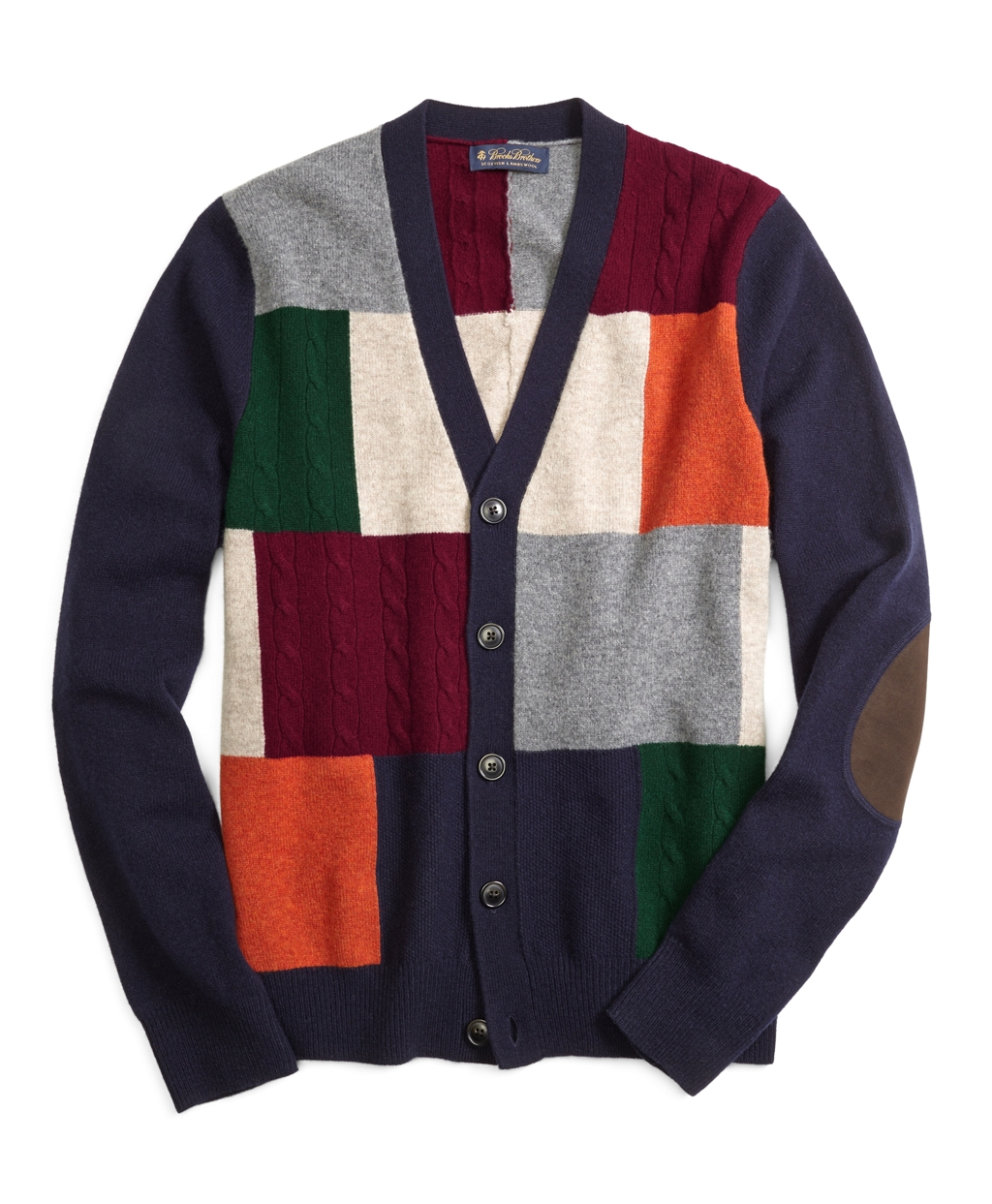 Brooks Brothers Patchwork Cardigan in Blue for Men - Lyst