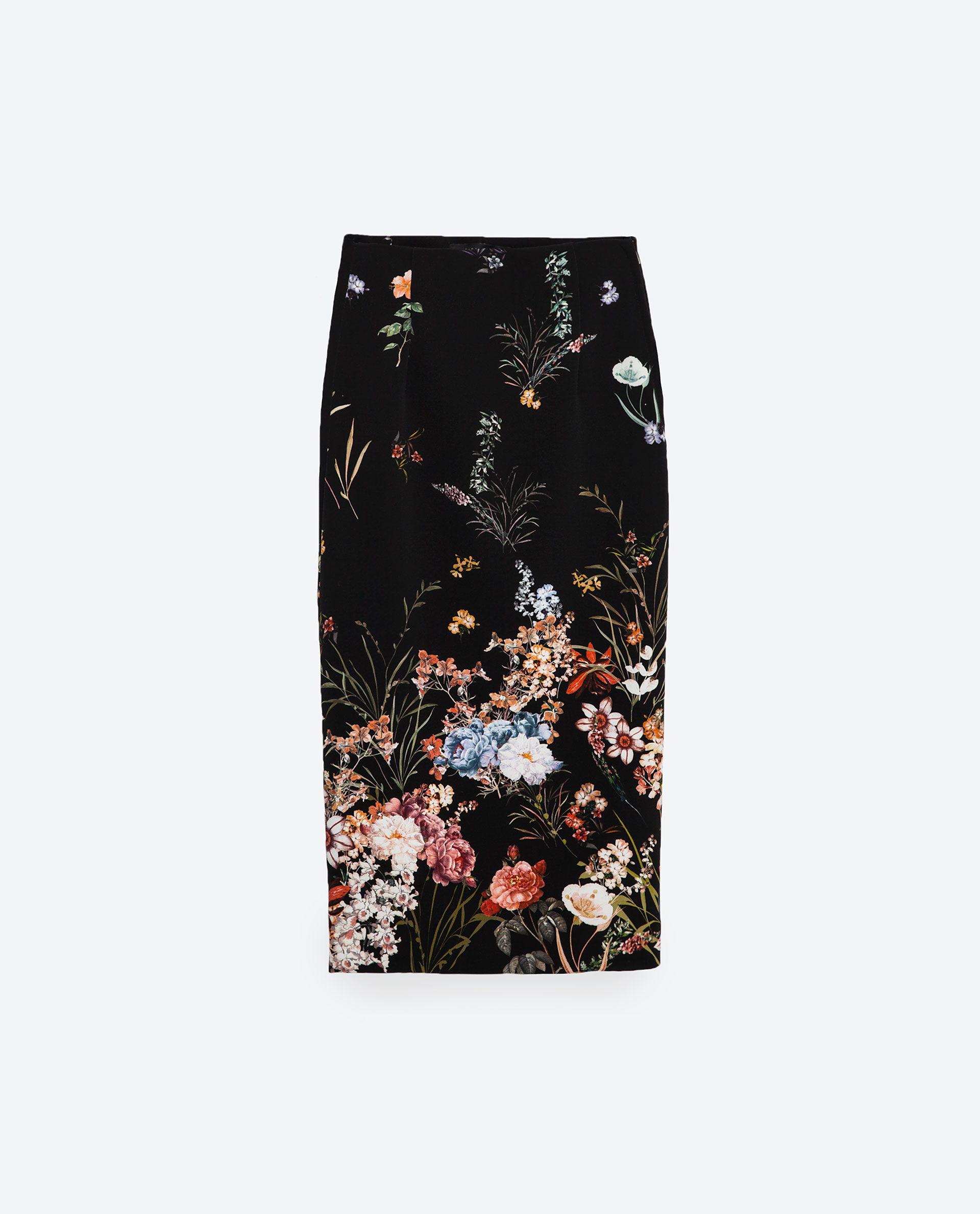 Zara Floral Pencil Skirt in Black | Lyst